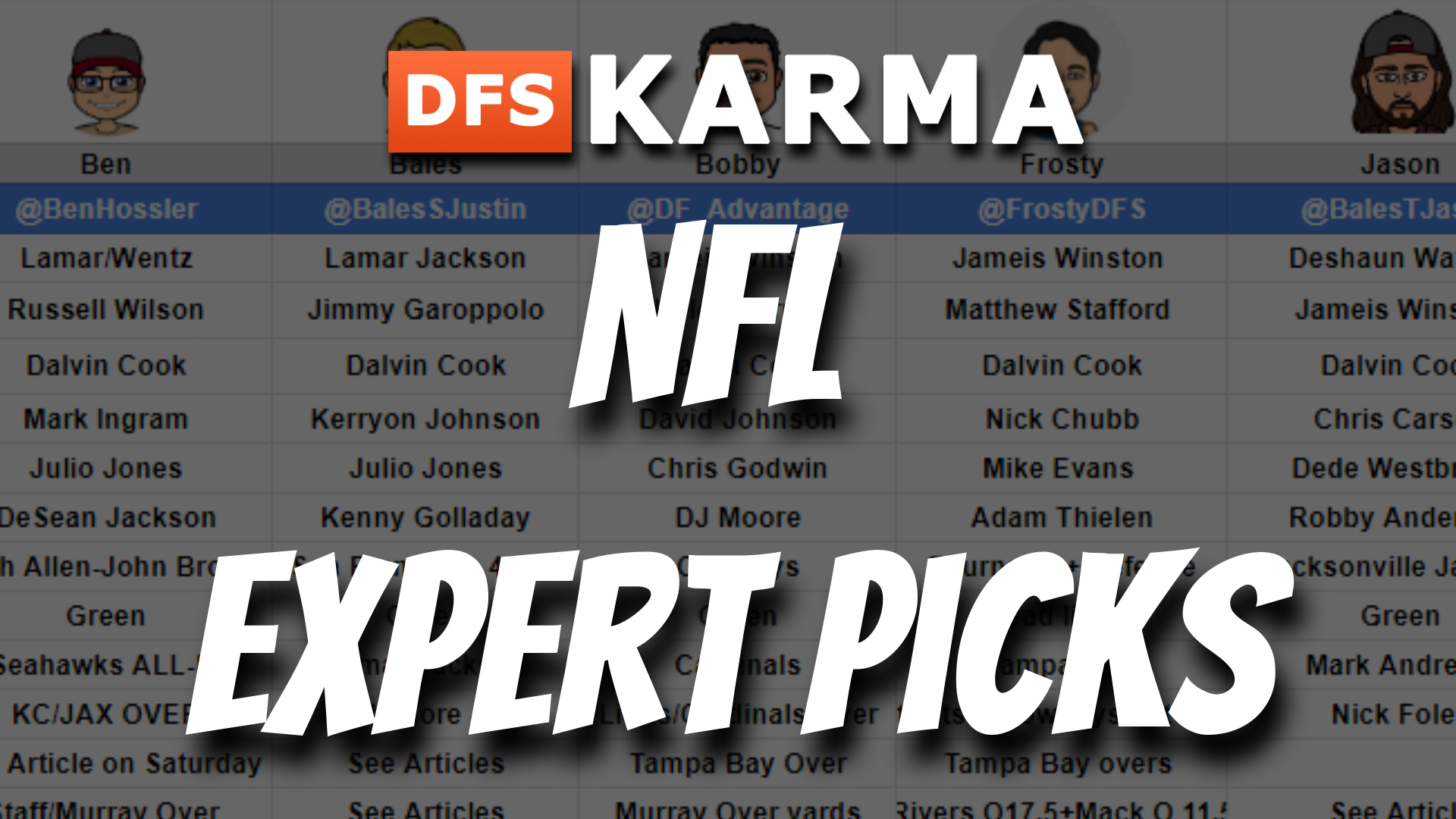 NFL Expert Picks - Week 3 » DFS Karma